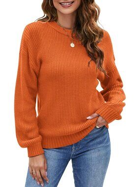 Cozy Long Sleeve Chunky Knit Pullover Sweater - Trendy Lightweight Casual